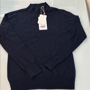 NWT Classic deep navy blue cashmere sweater mock turtleneck From Berlin